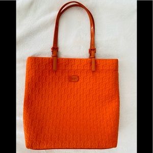 MICHAEL KORS Monogram Tangerine Jet Set Tote
